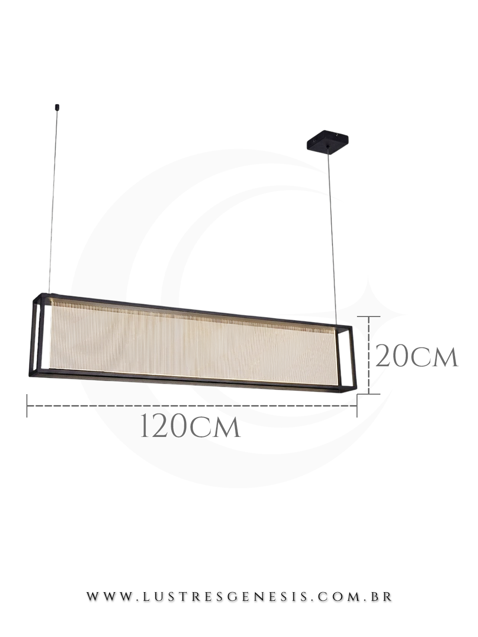 Lustre pendente moderno de LED preto Catta 120cm, com design ondulado, ideal para sala de jantar, escrit&oacute;rios, apartamentos e sala de estar.